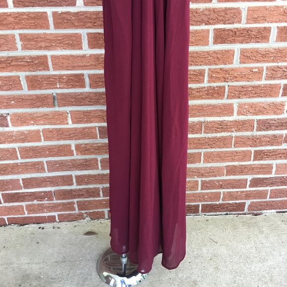 Lulu’s Here’s To Us High Low Wrap Dress Burgundy - Picture 11 of 13